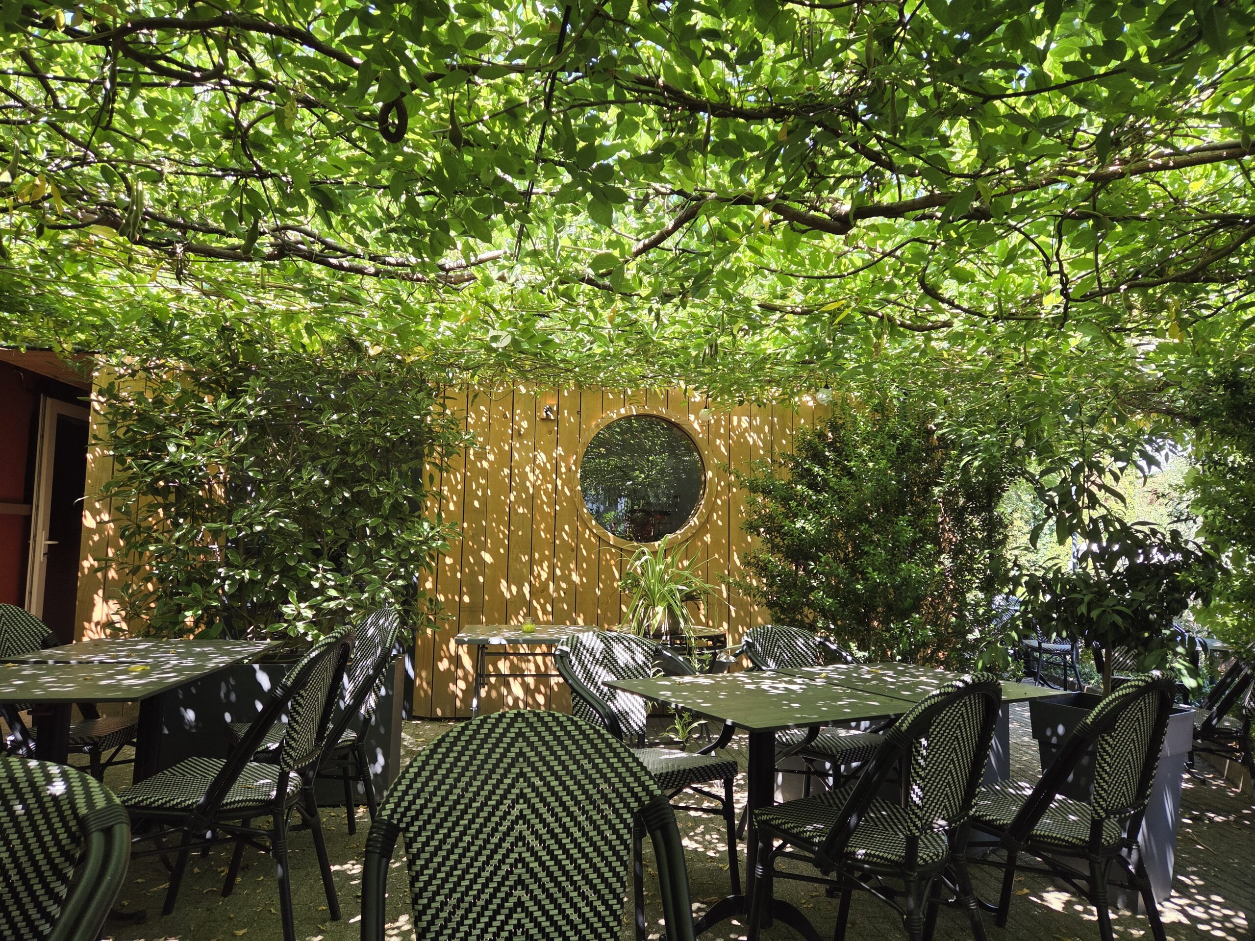 Terrasse sous un ciel de glycine